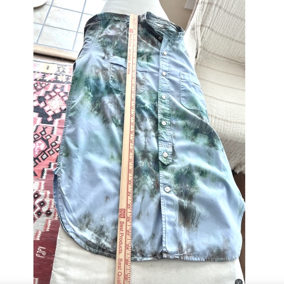 ENGINEERED GARMENTS Tie Dyed Button Down Band Collar Shirt - S - Picture 10 of 11